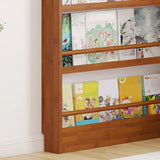 Brown Modern Multi-layer Wood Vertical Storage Bookcase Image - 12