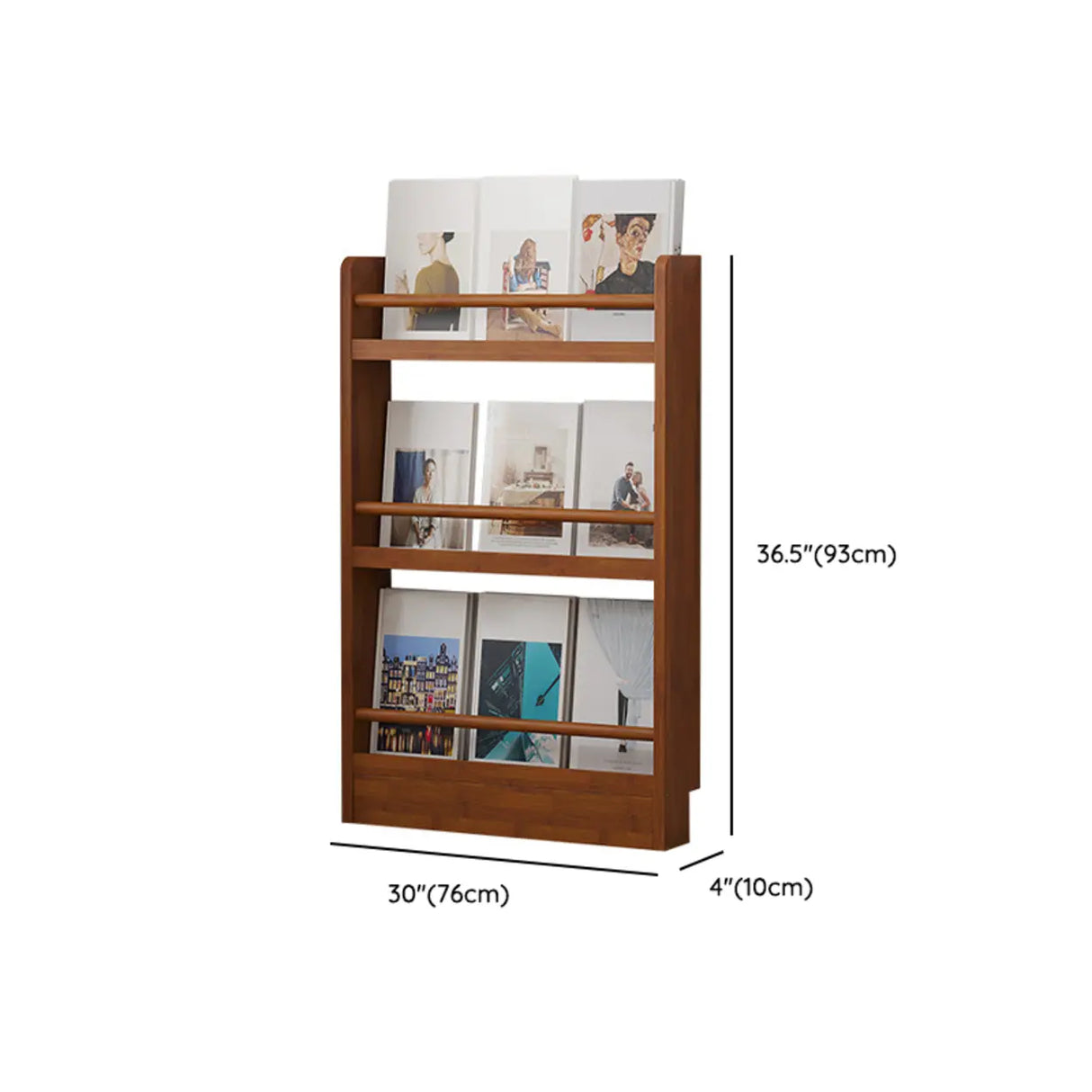Brown Modern Multi-layer Wood Vertical Storage Bookcase Image - 16