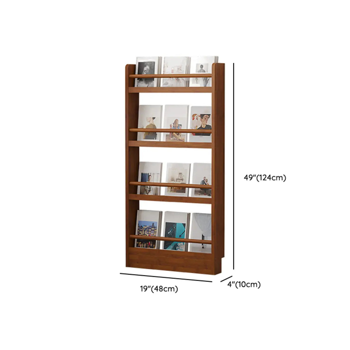 Brown Modern Multi-layer Wood Vertical Storage Bookcase Image - 17
