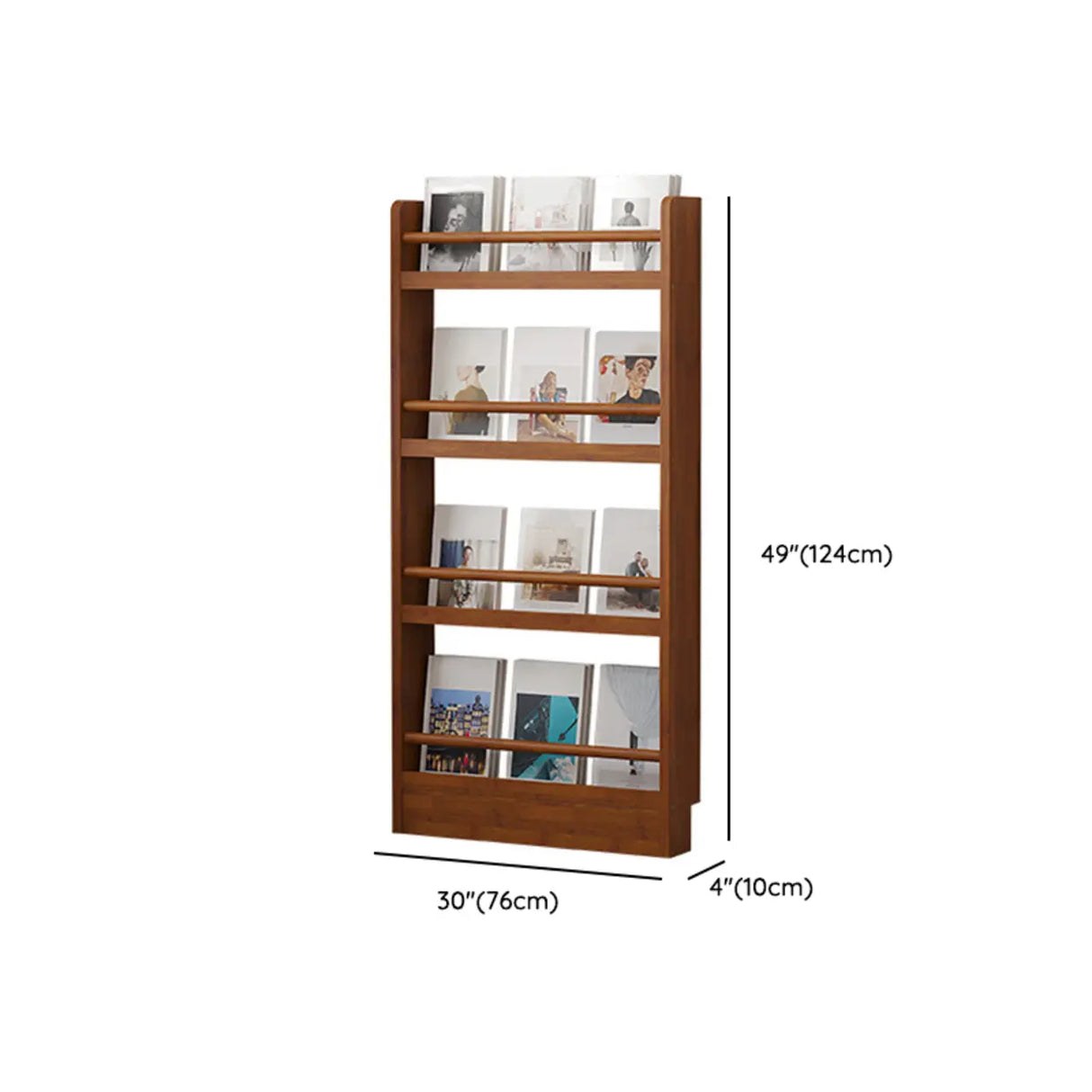 Brown Modern Multi-layer Wood Vertical Storage Bookcase Image - 19