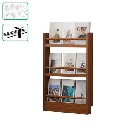 Brown Modern Multi-layer Wood Vertical Storage Bookcase Image - 2