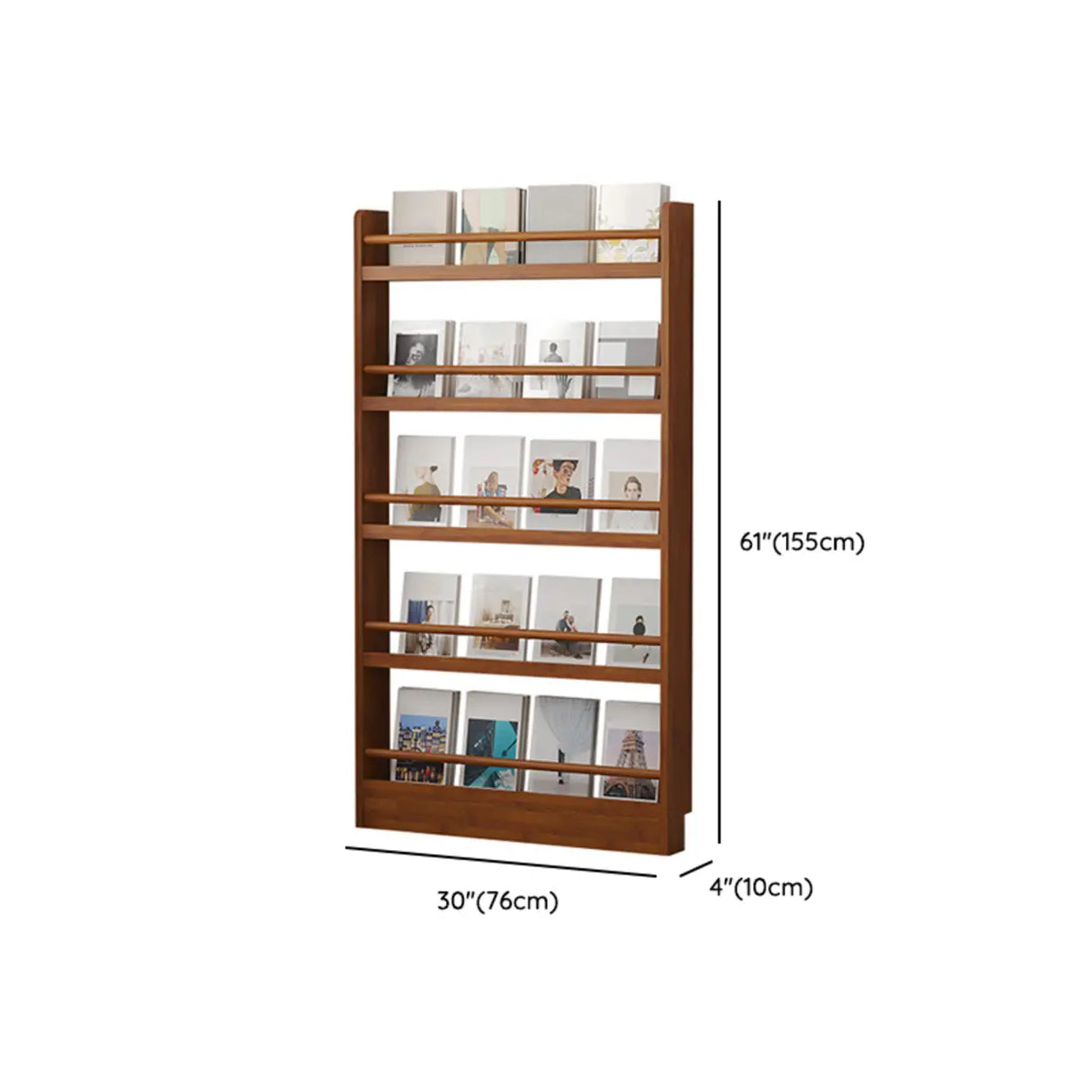 Brown Modern Multi-layer Wood Vertical Storage Bookcase Image - 22