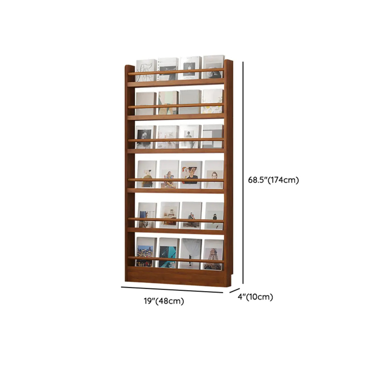 Brown Modern Multi-layer Wood Vertical Storage Bookcase Image - 23
