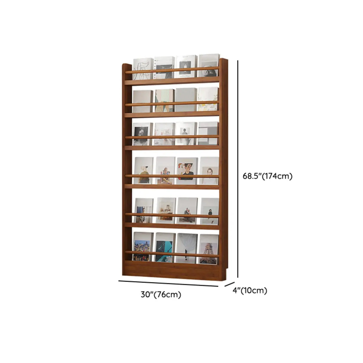 Brown Modern Multi-layer Wood Vertical Storage Bookcase Image - 25