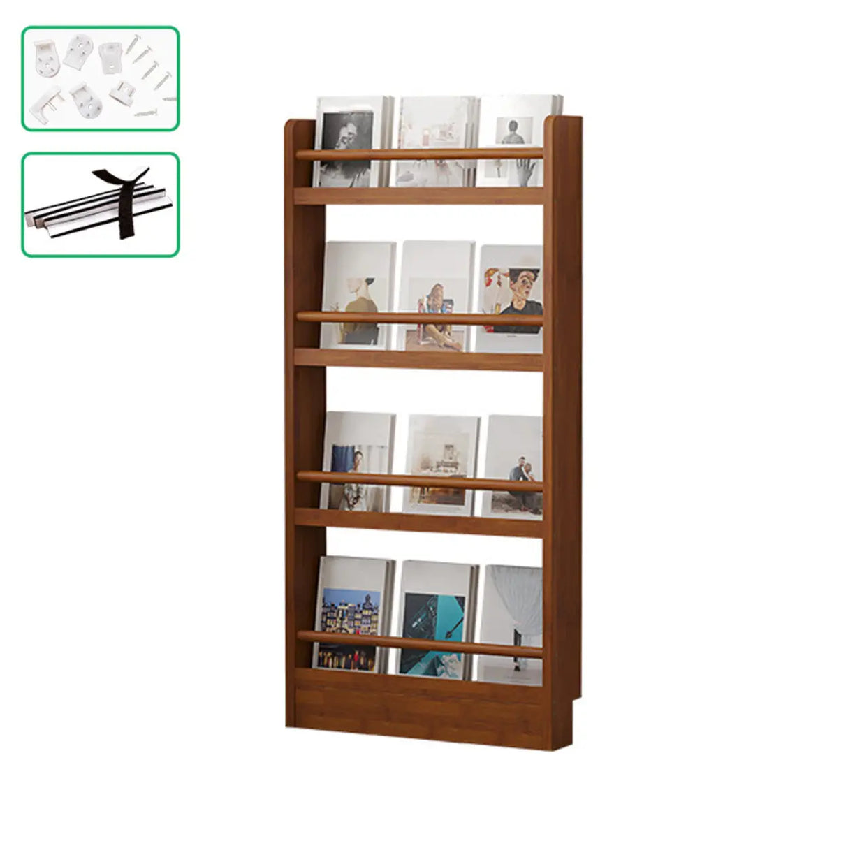 Brown Modern Multi-layer Wood Vertical Storage Bookcase Image - 3