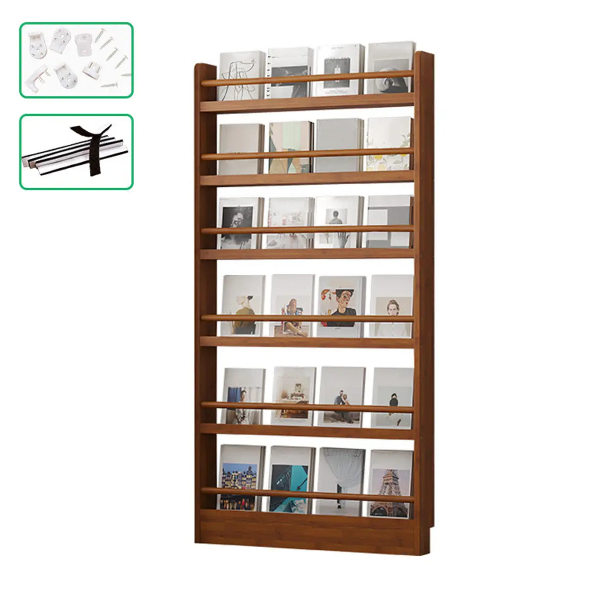 Brown Modern Multi-layer Wood Vertical Storage Bookcase Image - 7