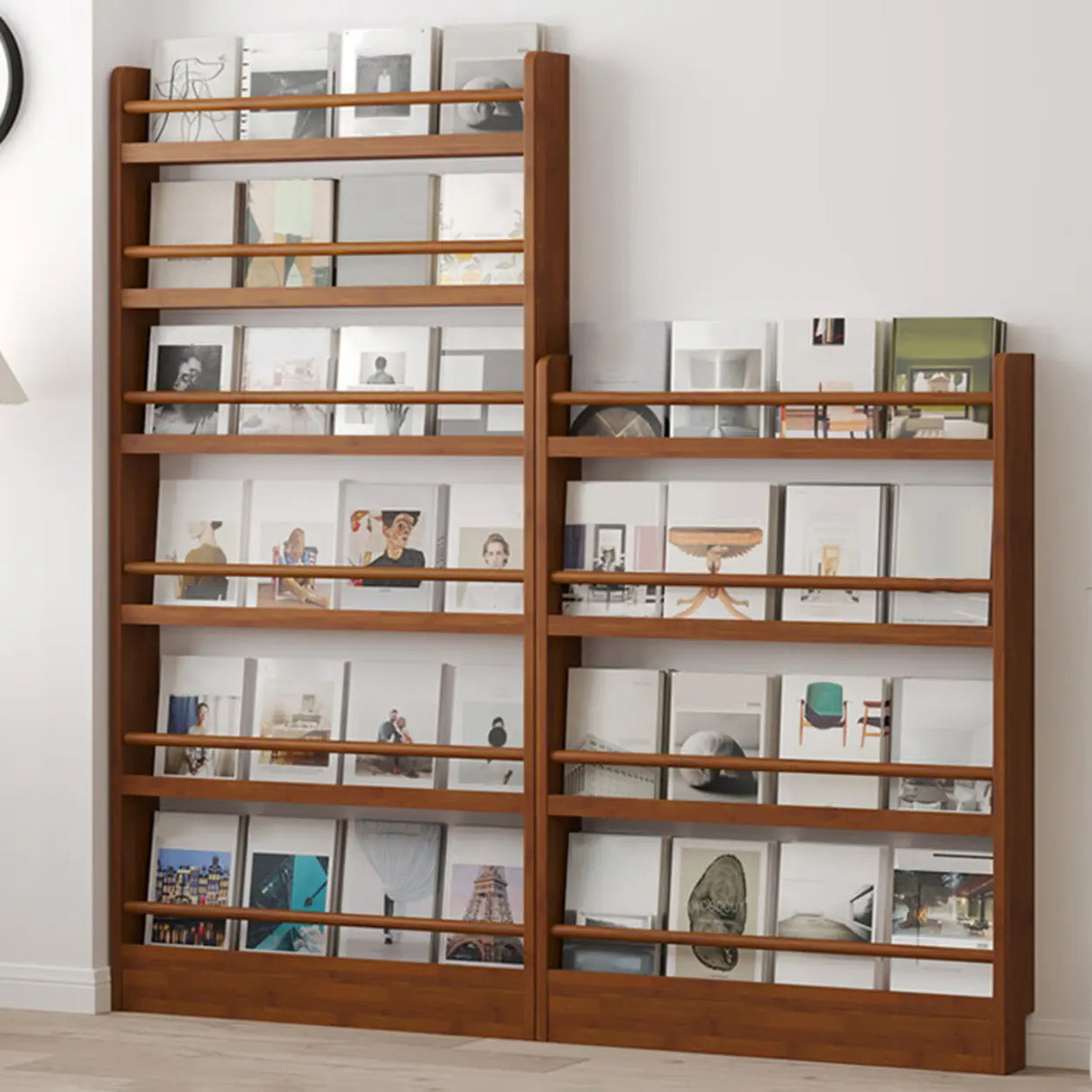 Brown Modern Multi-layer Wood Vertical Storage Bookcase Image - 8