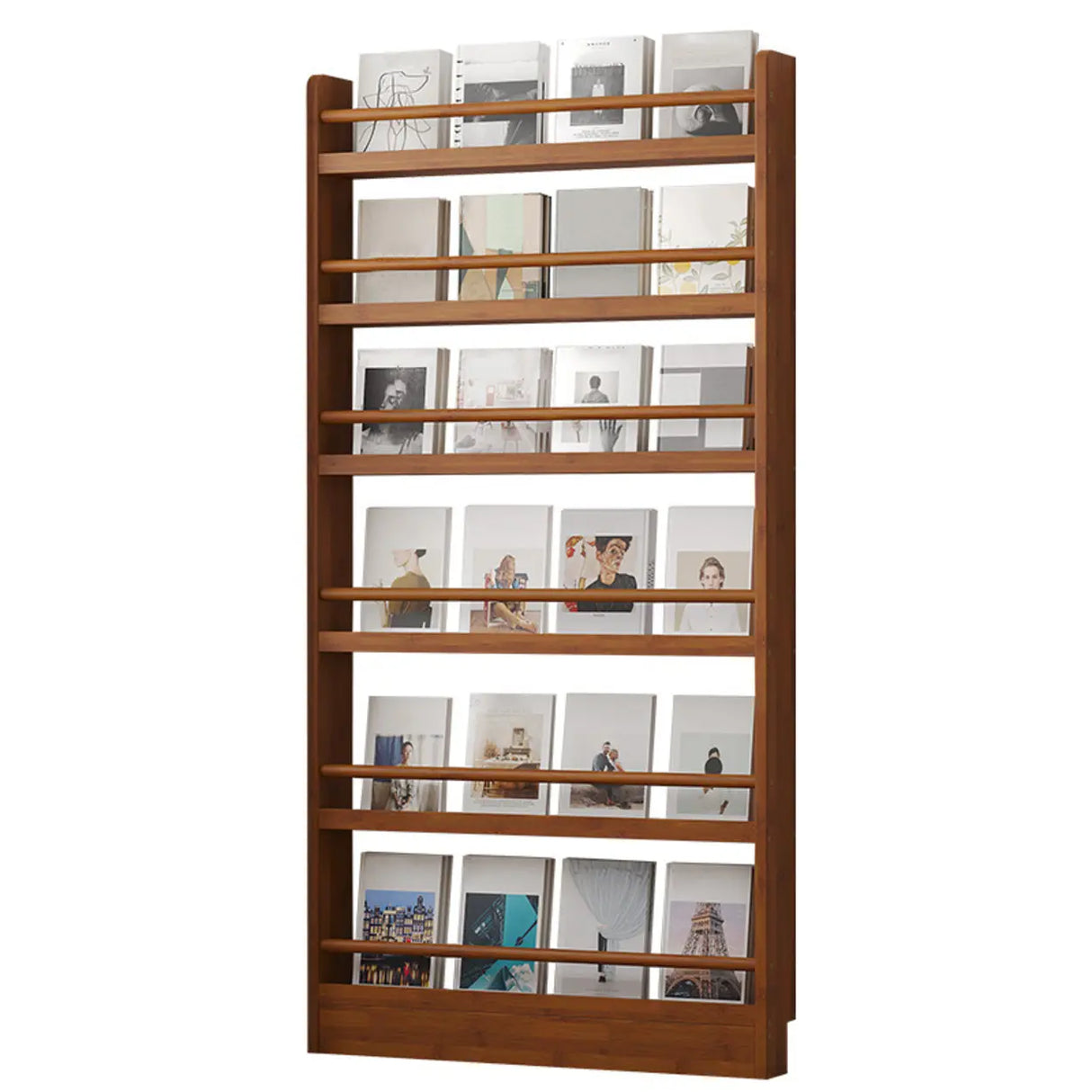 Brown Modern Multi-layer Wood Vertical Storage Bookcase Image - 9