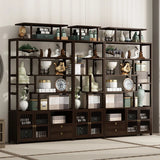 Brown Modern Open Back Hardwood Large Storage Bookshelf Image - 1