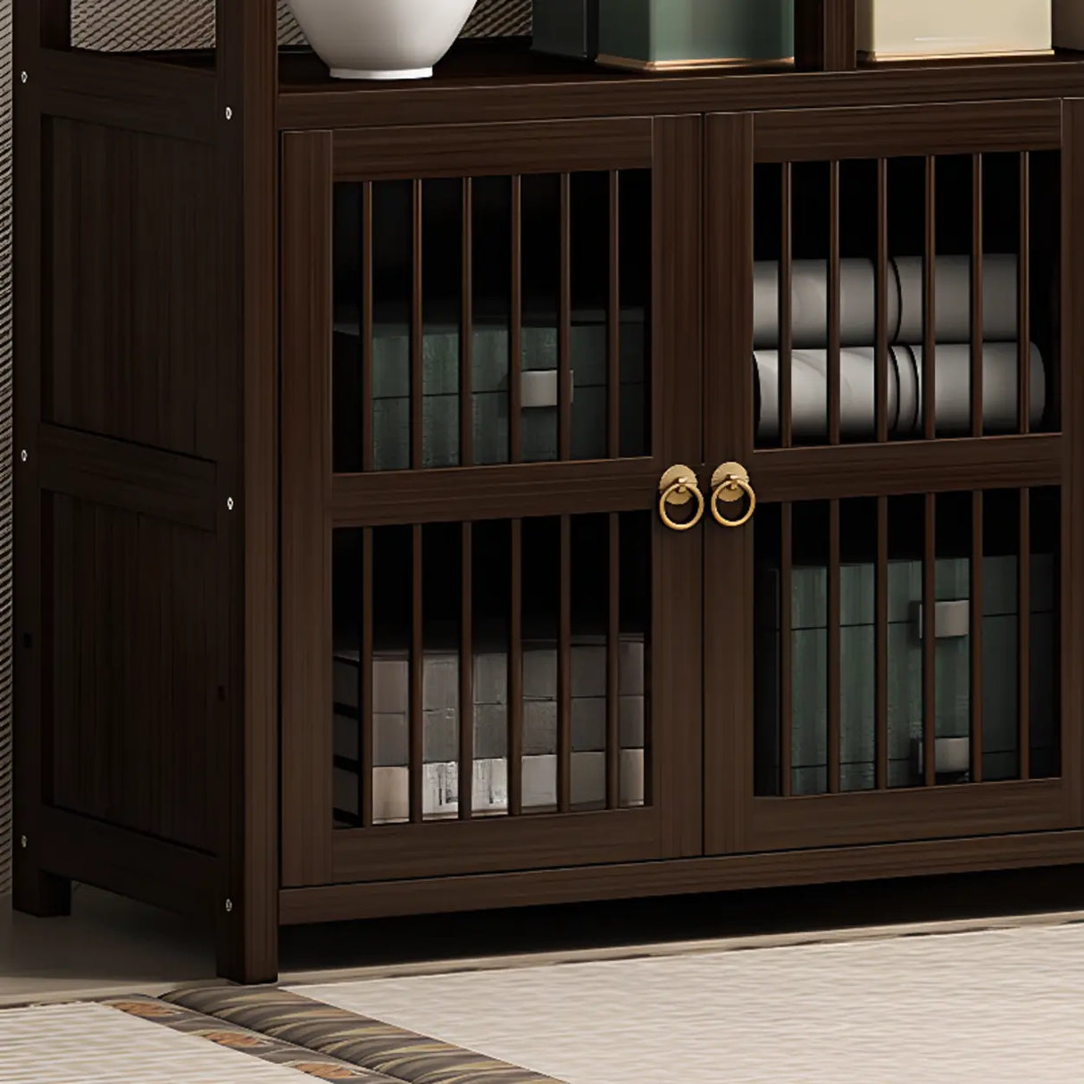 Brown Modern Open Back Hardwood Large Storage Bookshelf Image - 10