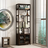Brown Modern Open Back Hardwood Large Storage Bookshelf Image - 13