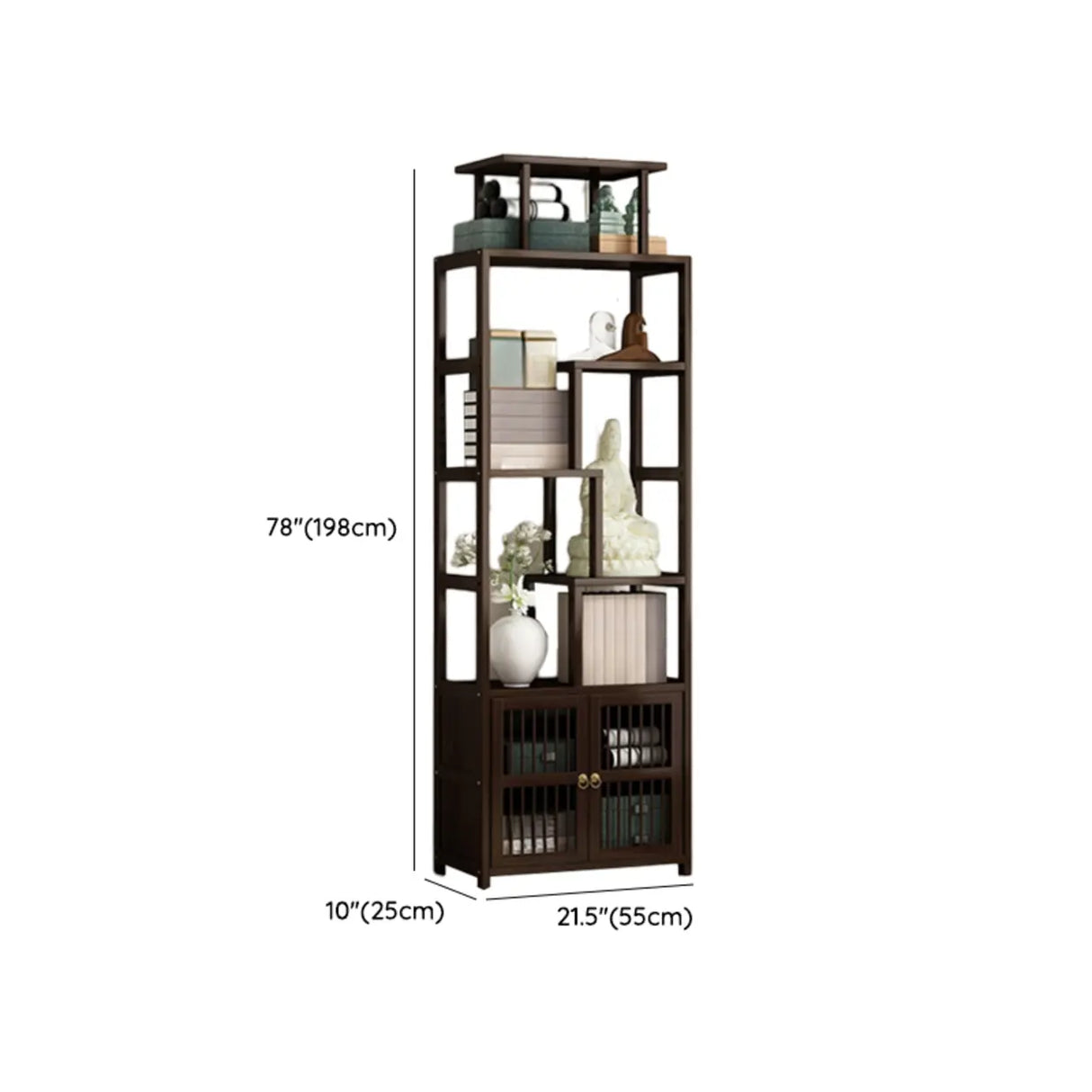 Brown Modern Open Back Hardwood Large Storage Bookshelf 