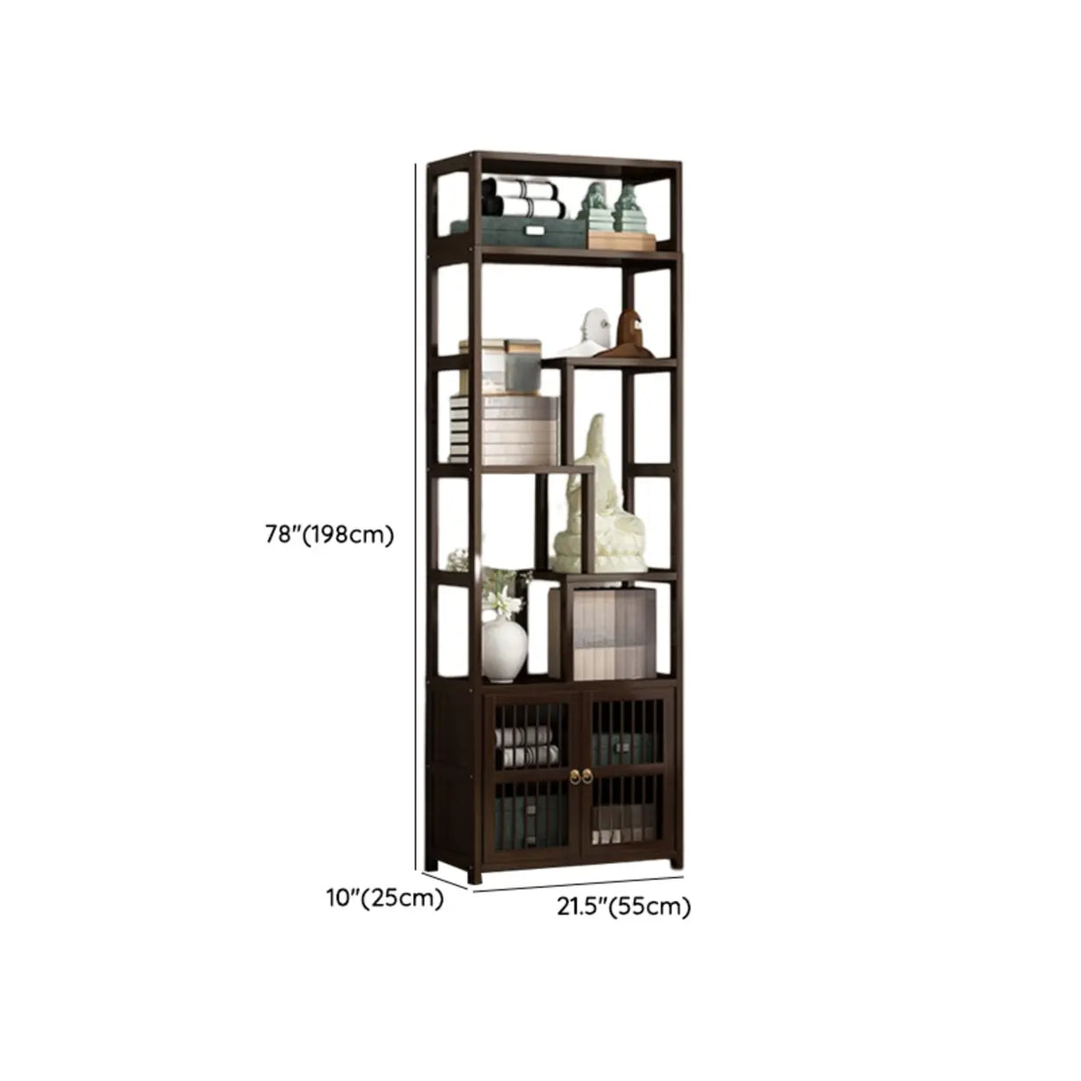Brown Modern Open Back Hardwood Large Storage Bookshelf Image - 21