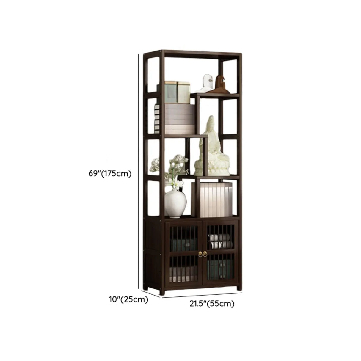 Brown Modern Open Back Hardwood Large Storage Bookshelf Image - 22