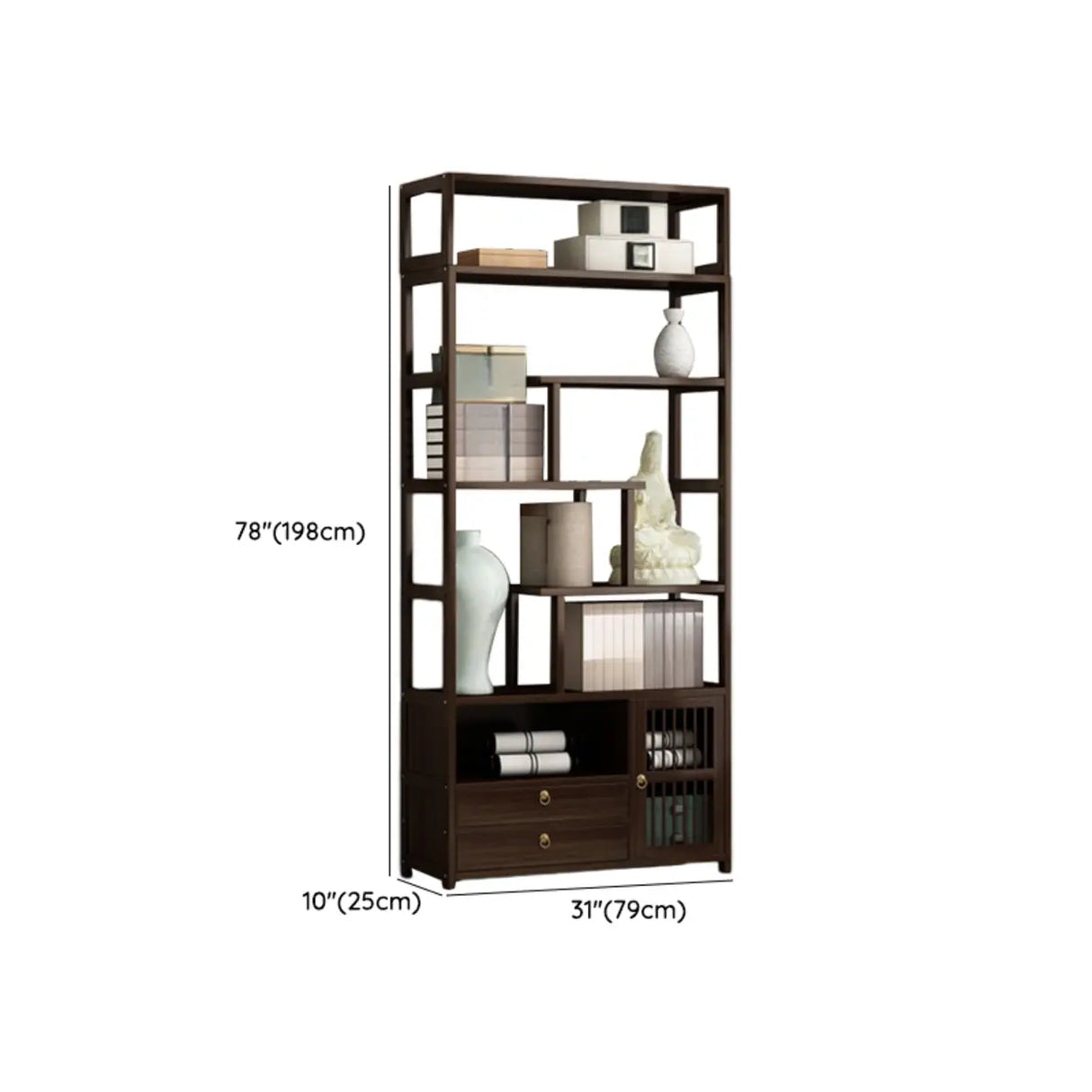 Brown Modern Open Back Hardwood Large Storage Bookshelf Image - 26