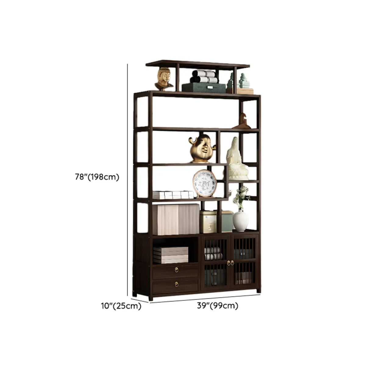 Brown Modern Open Back Hardwood Large Storage Bookshelf Image - 27