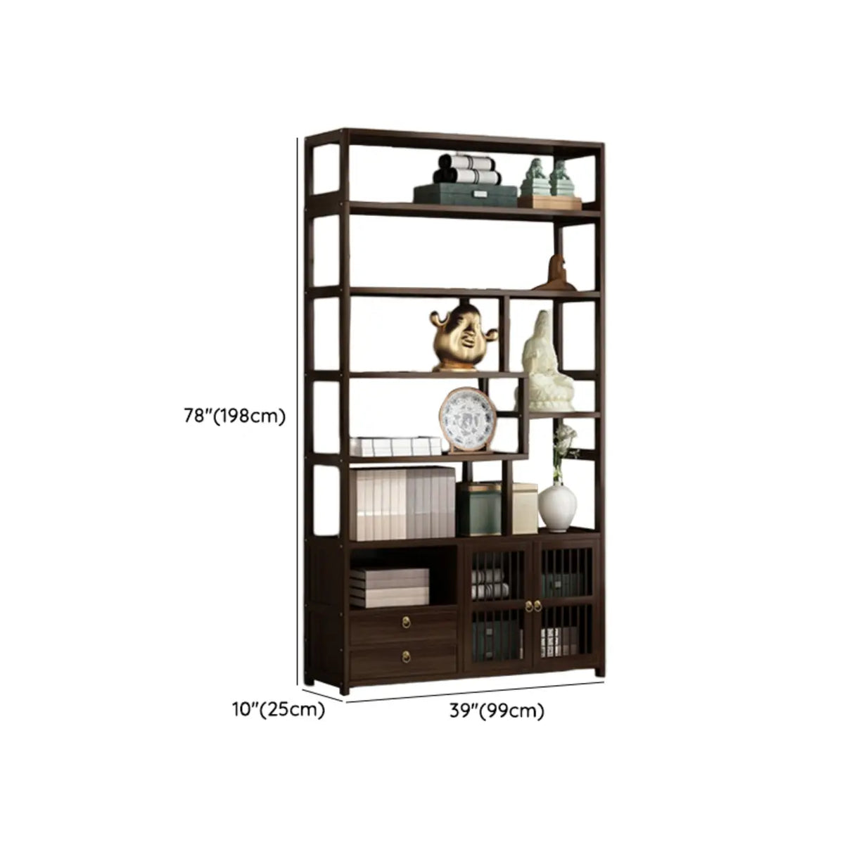 Brown Modern Open Back Hardwood Large Storage Bookshelf Image - 28
