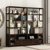 Brown Modern Open Back Hardwood Large Storage Bookshelf Image - 3