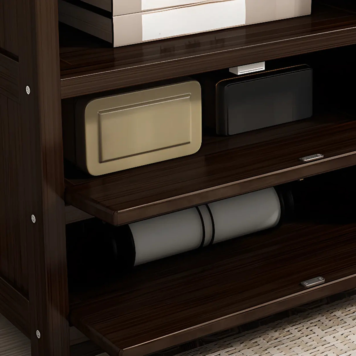Brown Modern Open Back Hardwood Large Storage Bookshelf Image - 8