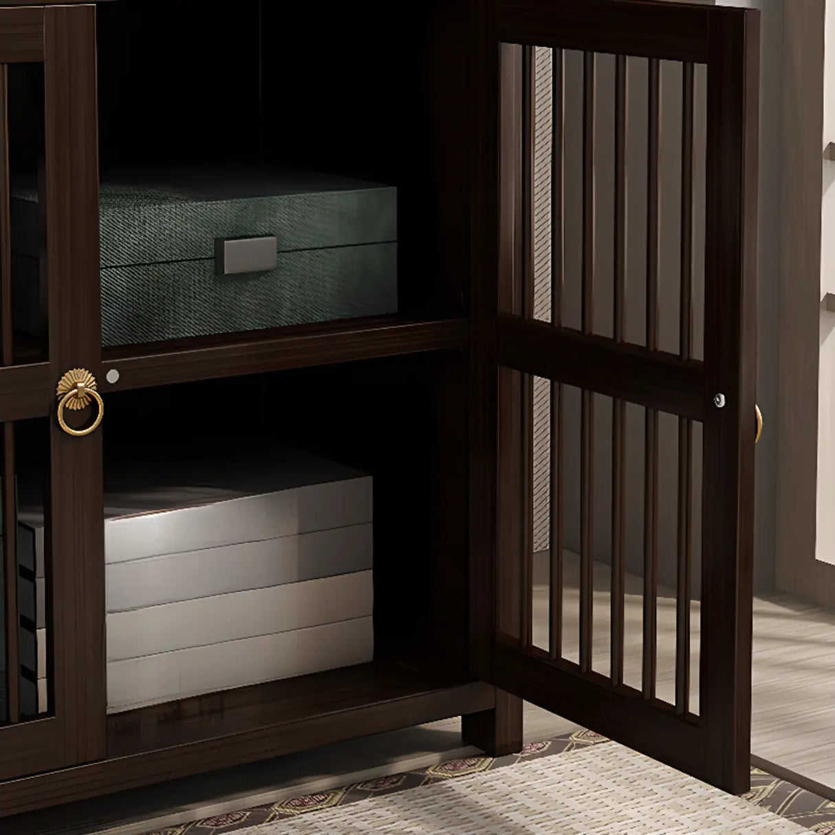 Brown Modern Open Back Hardwood Large Storage Bookshelf Image - 9