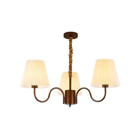 Brown Modern White Fabric Chandelier Adjustable Height Image - 8