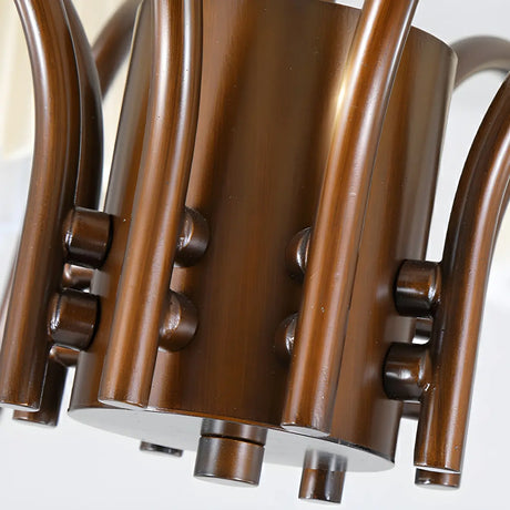 Brown Modern White Fabric Chandelier Adjustable Height Image - 9
