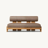 Brown Modular Teak Wood UV Resistant Patio Sofa with Cushion Image - 3