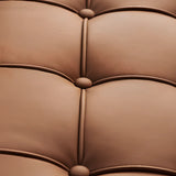 Brown Nappa Leather Tufted Back Cross Base Lounge Chair Image - 12