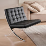 Brown Nappa Leather Tufted Back Cross Base Lounge Chair Image - 2