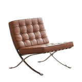 Brown Nappa Leather Tufted Back Cross Base Lounge Chair Image - 7