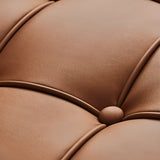 Brown Nappa Leather Tufted Back Cross Base Lounge Chair Image - 8