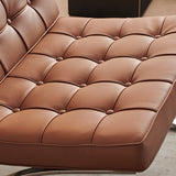 Brown Nappa Leather Tufted Back Cross Base Lounge Chair Image - 9