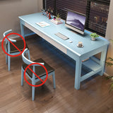 Brown Natural Wood Desk with Drawers and Shelves Image - 7