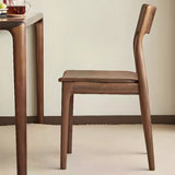 Brown Open Back Walnut Finish Armless Wood Dining Chair Image - 8
