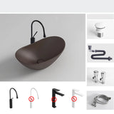 Brown Oval Ceramic Bowl Sinks with Swivel Faucet Image - 14