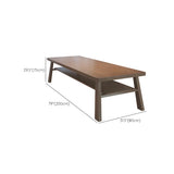 Brown Pine Rectangle Study Desk with Exterior Shelf Image - 12