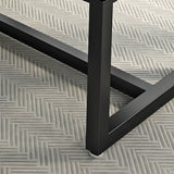 Brown Pine Wood Black Iron Sled Base Writing Desk Image - 7