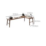 Brown Pine Wood H-Shaped Base Double Writing Desk Image - 13