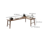 Brown Pine Wood H-Shaped Base Double Writing Desk Image - 23