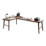 Brown Pine Wood H-Shaped Base Double Writing Desk Image - 9