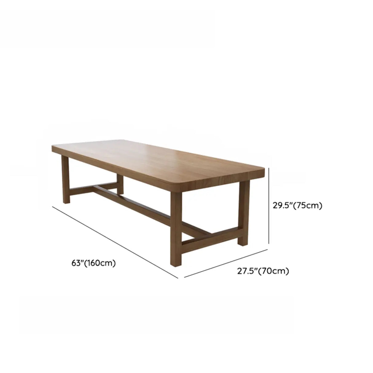 Brown Pine Wood Rectangle Trestle Study Desk for Eight 