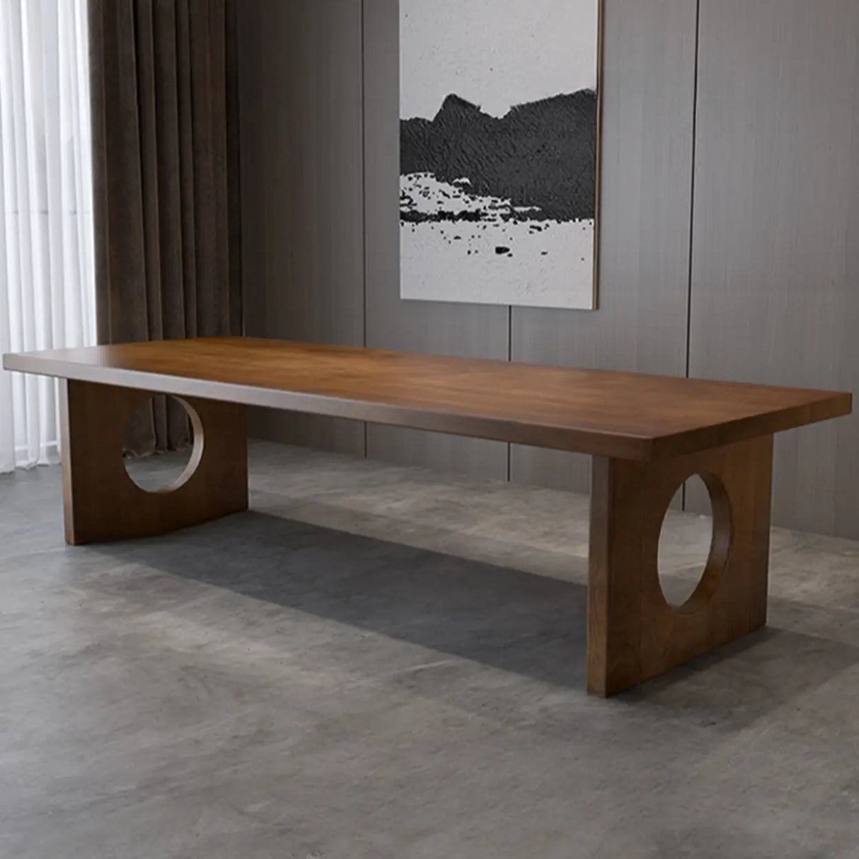 Brown Pine Wooden Multi-person Conference Desk Image - 8