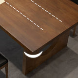 Brown Pine Wooden Multi-person Conference Desk Image - 9