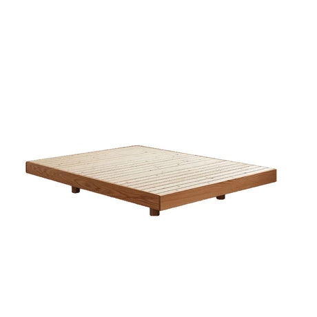 Brown Queen Minimalist Wooden Storage Bed with Shelves Image - 2