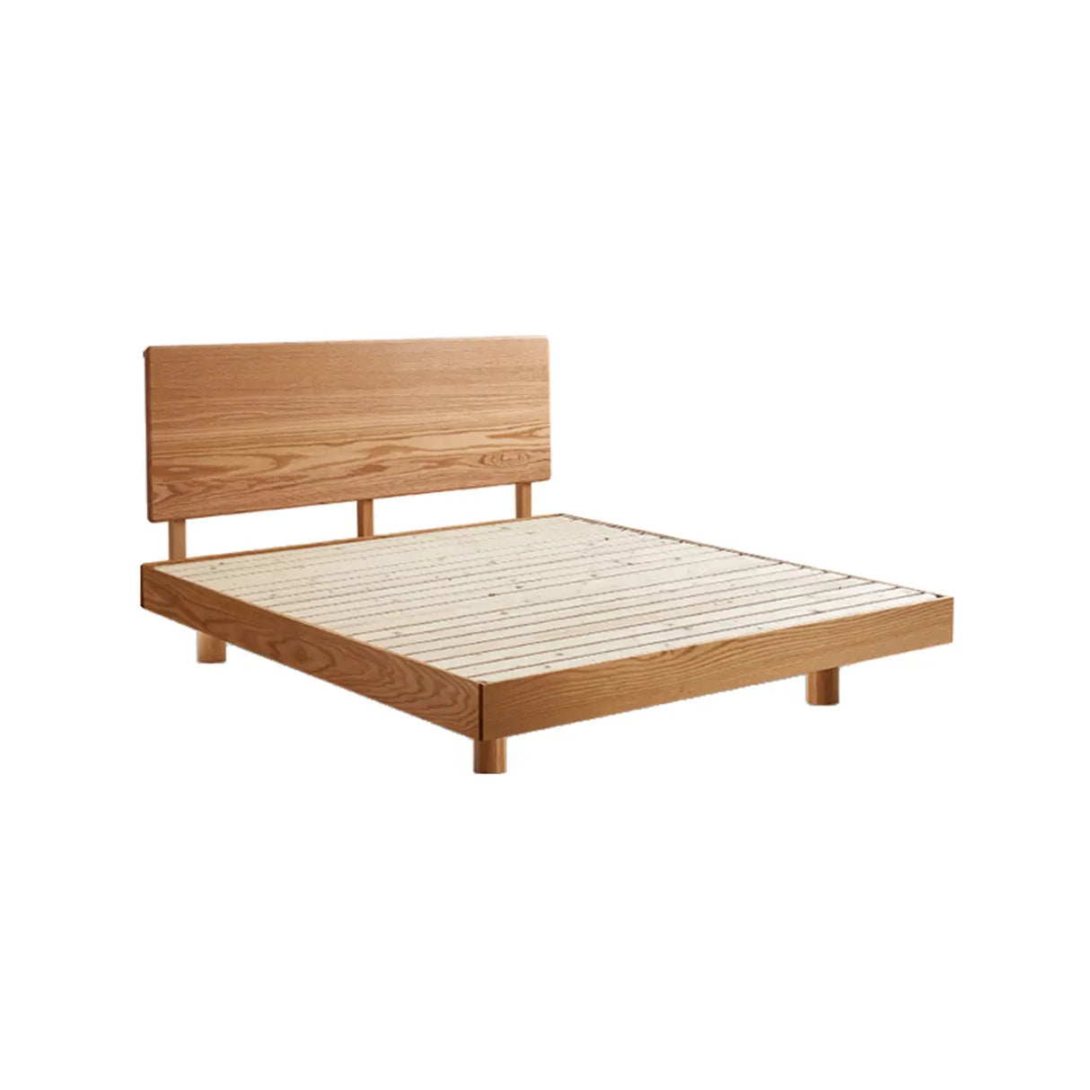 Brown Queen Minimalist Wooden Storage Bed with Shelves Image - 5