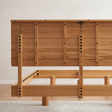 Brown Queen Minimalist Wooden Storage Bed with Shelves Image - 9