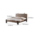 Brown Queen Wood Platform Headboard Bed with Shelf #size