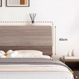 Brown Queen Wood Platform Headboard Bed with Shelf Image - 7