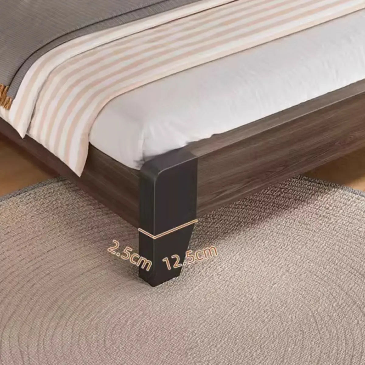 Brown Queen Wood Platform Headboard Bed with Shelf Image - 8