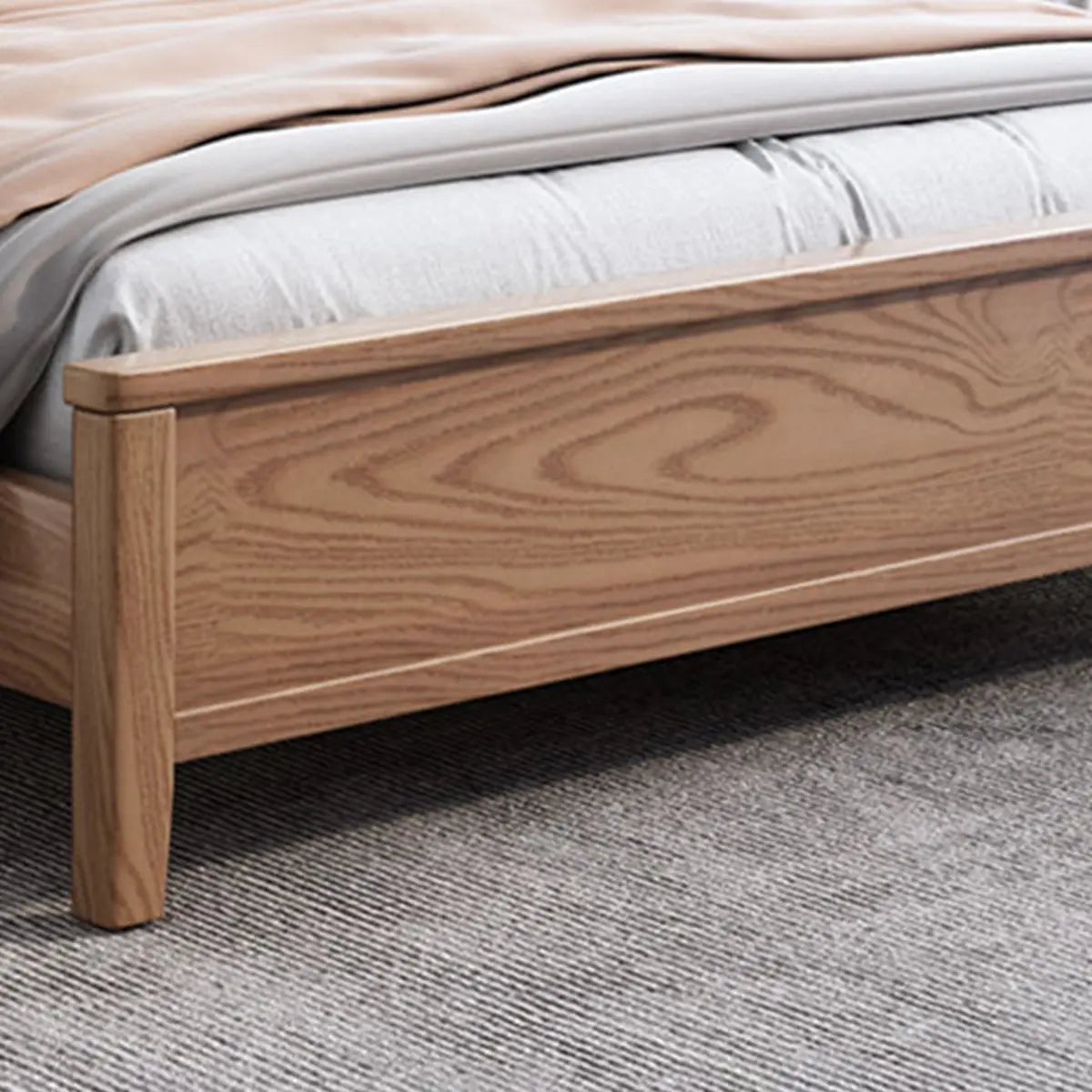 Brown Queen Wood Solid Color Panel Bed with Headboard Image - 8